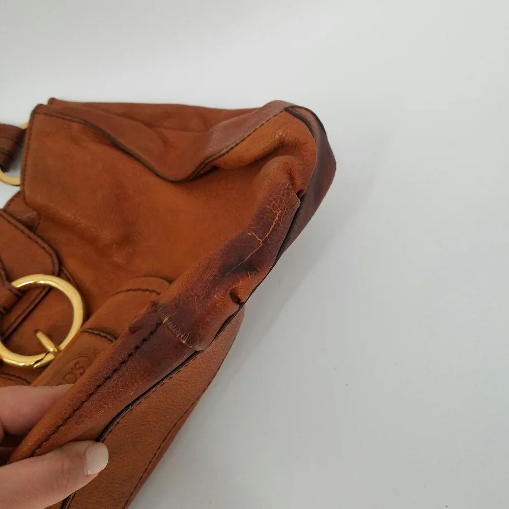 Tod's Peggy Hobo Shoulder Bag Brown Soft Leather